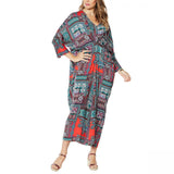 IMAN Women's Long Sleeve City Chic Printed Caftan Dress