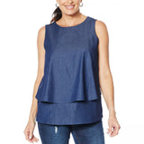 DG2 by Diane Gilman Women's SoftCell Chambray Easy Tank Top