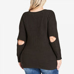 City Chic Women's Trendy Plus Size Elbow Cutout Sweater