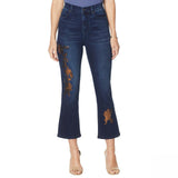 DG2 by Diane Gilman Floral Sequin Cropped Boot Cut Jeans Indigo 14