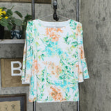 Susan Graver Women's Floral Liquid Knit Bateau Neck Top
