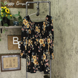 Xhilaration Women's Floral Print Long Sleeve Square Neck Smocked Top Mini Dress