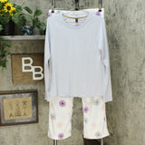 Maidenform Women's Ribbed Top And Fleece Pant Pajama Set Winter Dancer Large