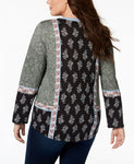 Style & Co. Women's Plus Size Patchwork-Print Peasant Blouse Top
