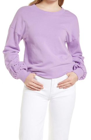 Halogen Women's Eyelet Pullover Sweatshirt