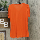 DG2 by Diane Gilman Women's Burnout Printed And Embellished Top Orange Large