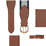 Lauren By Ralph Women's Cornwall II Tan and Navy Stretch Belt