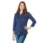 Isaac Mizrahi Live! Plus Size Ditsy Floral Button Up Knit Top