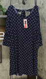 Nina Leonard Women's Plus Size Bell Sleeve Printed Trapeze Dress