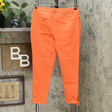 MOTTO Women's Stretch Sateen 5 Pocket Tie-Hem Cropped Pants Coral 12