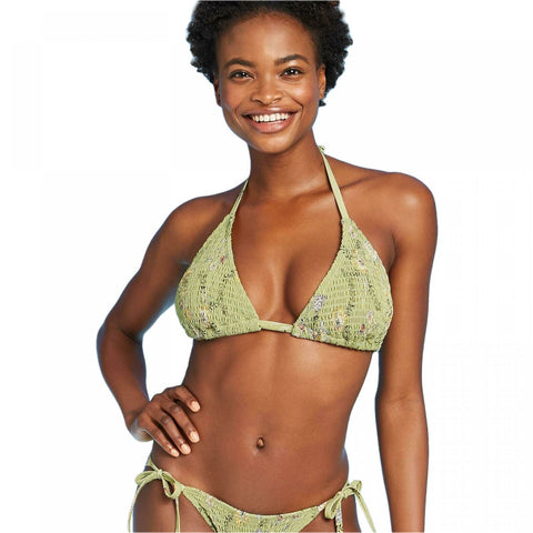 NWT Xhilaration Juniors Smocked Triangle Bikini Top. AFU39D D/DD