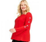 INC International Concepts Plus Embellished Bell Sleeve Knit Top