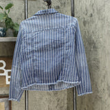 NWT DG2 By Diane Gilman Womens Frayed-Hem Denim Jacket. 724439 Medium