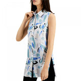 Alfani Women's Sleeveless Button Up Print Tunic Blouse