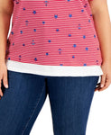 Karen Scott Plus Size Two-Fer Layered Look Nautical Knit Top