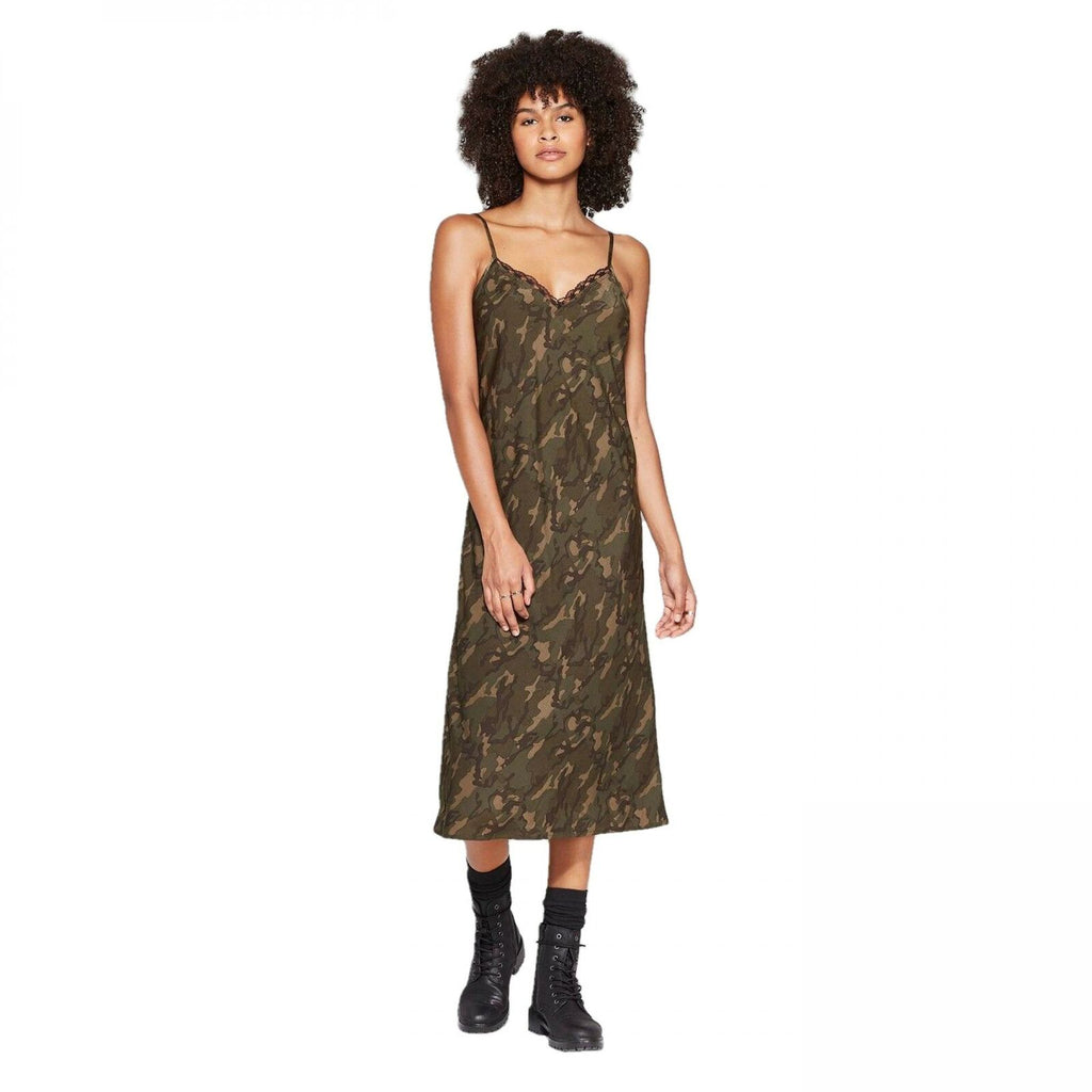 Wild Fable Women's Camo Print Sleeveless V-Neck Midi Slip Dress – Biggybargains