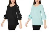 JM Collection Women's Laced Grommet-Sleeve Blouse. 100039839MS