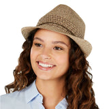 Nine West Women's Adjustable UPF 50+ Packable Fedora Hat
