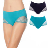 Rhonda Shear Women's 2 Pack Seamless Lace Trimmed Brief Panties