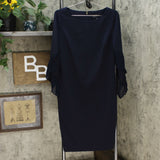 DKNY Women's Pleated Bell Sleeve Sheath Dress Navy 12