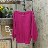 JM Collection Women's Textured Knit Button Accents Dolman Sleeve Sweater