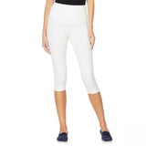 Yummie Women's Talia Compact Cotton Shaping Capri Leggings White Large