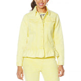 DG2 by Diane Gilman Women's Ruffle Hem Stretch Denim Jean Jacket