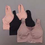 Rhonda Shear 3 Pack Cotton Blend Ahh Bras With Lace Inset Pink Multi XL