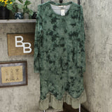 LOGO by Lori Goldstein Sweater Knit Dress With Ruffle Chiffon Hem