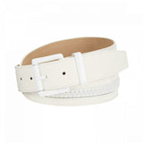 Steve Madden Women's Faux Leather Zipper Detail Belt White Large