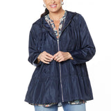 DG2 by Diane Gilman Women's Plus Size Water Resistant Tiered Raincoat