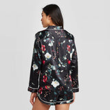 Stars Above Women's Floral Print Satin Long Sleeve Notch Collar Pajama Set