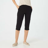 Denim & Co. Active Women's French Terry Cargo Pants Black Large