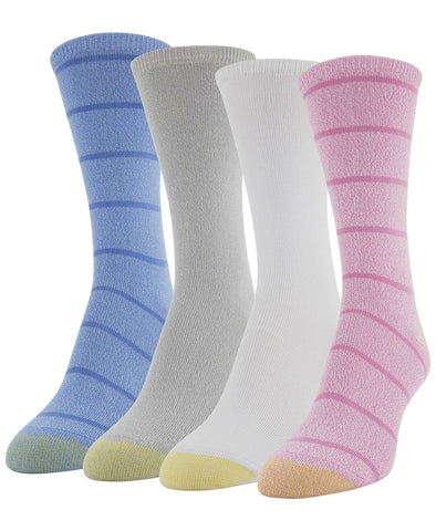 Gold Toe Women's 4 Pack Ultra-Soft Flat-Knit Crew Socks. 5948