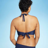 Kona Sol Women's Faux Wrap Halter Bikini Top Navy Large