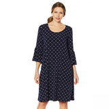 Nina Leonard Women's Plus Size Bell Sleeve Printed Trapeze Dress