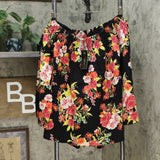 DG2 by Diane Gilman Women's Plus Size Off Shoulder Floral Print Chambray Top