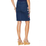 Colleen Lopez Women's Embroidered Stretch Denim Skirt