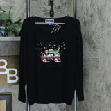 Karen Scott Plus Size Embellished Long Sleeve Christmas Knit Top