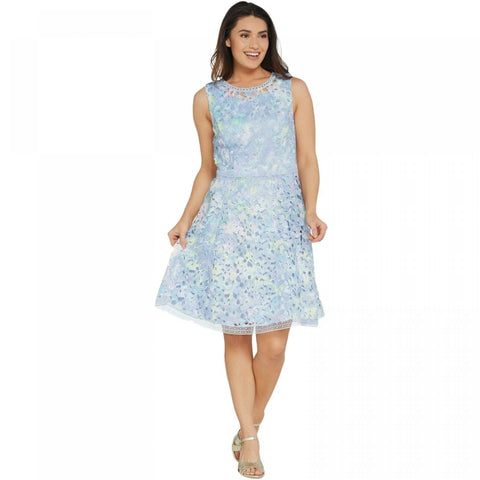 Isaac Mizrahi Live! Special Edition Women's Printed Lined Lace Dress