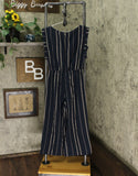 Universal Thread Women's Sleeveless Crew Neck Striped Wide Leg Jumpsuit