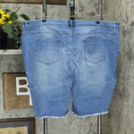 LOGO by Lori Goldstein Plus Size Bermuda Jean Shorts With Frayed Hem