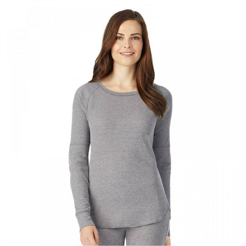 Warm Essentials by Cuddl Duds Women's Waffle Long Sleeve Scoop Thermal Top