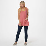 NWT LOGO By Lori Goldstein Plus Heathered Rib Knit Tank With Pocket. A350575 3X