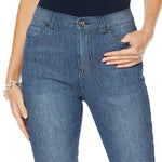 DG2 by Diane Gilman Women's Petite Classic Stretch Pinstripe Crop Jeans