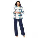 DG2 by Diane Gilman Women's Stretch Crepe Blazer Jacket Buffalo Plaid XL