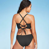 Shade & Shore Women's Lightly Lined V-Wire Ribbed Bikini Top