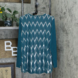 Bob Mackie Plus Size Metallic Print Chevron Hi-Low Knit Top