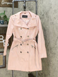 Guess Women's Double-Breasted Belted Trench Coat Pink Medium