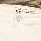 DG2 By Diane Gilman Plus Tall Embroidered Applique Wide Leg Jeans Cream 22W Tall